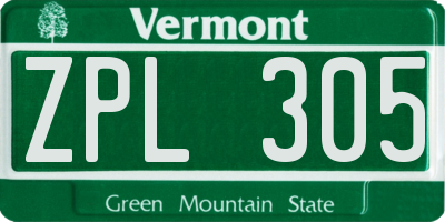 VT license plate ZPL305