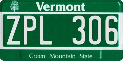 VT license plate ZPL306