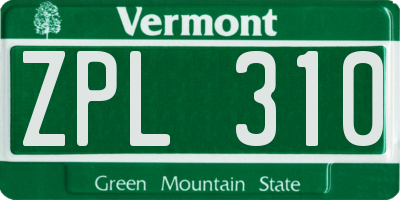 VT license plate ZPL310