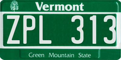 VT license plate ZPL313