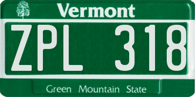 VT license plate ZPL318
