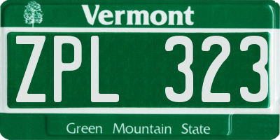 VT license plate ZPL323