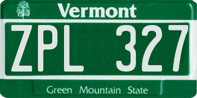 VT license plate ZPL327