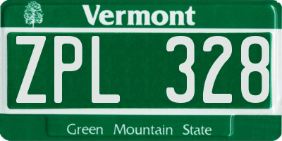 VT license plate ZPL328