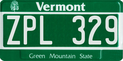 VT license plate ZPL329
