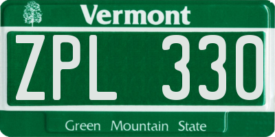 VT license plate ZPL330
