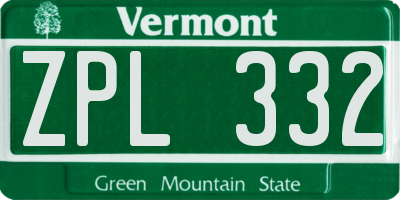 VT license plate ZPL332