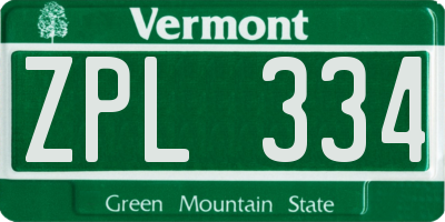 VT license plate ZPL334