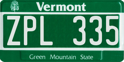 VT license plate ZPL335