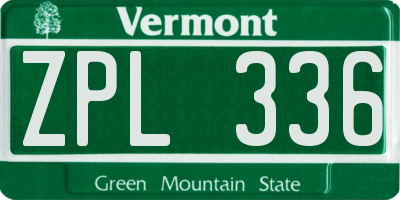 VT license plate ZPL336