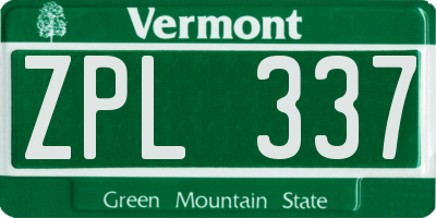 VT license plate ZPL337