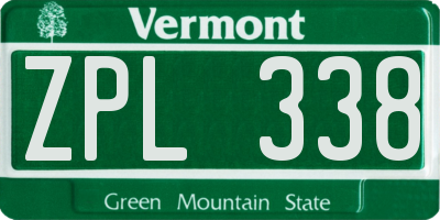 VT license plate ZPL338