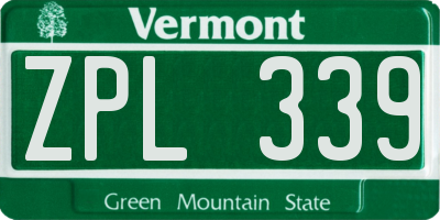VT license plate ZPL339