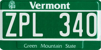 VT license plate ZPL340