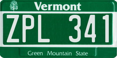 VT license plate ZPL341