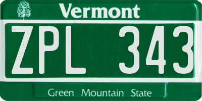 VT license plate ZPL343