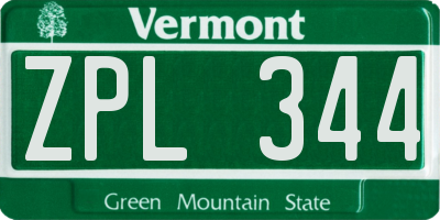 VT license plate ZPL344