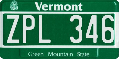 VT license plate ZPL346