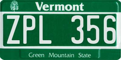 VT license plate ZPL356
