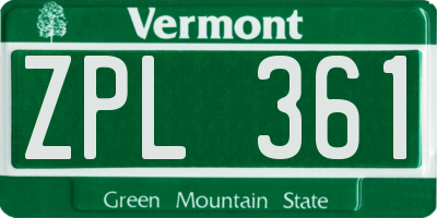 VT license plate ZPL361