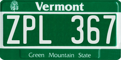 VT license plate ZPL367