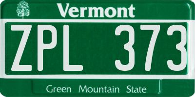 VT license plate ZPL373