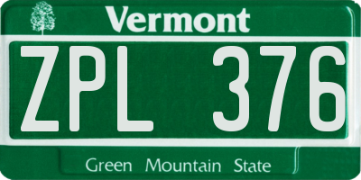 VT license plate ZPL376