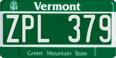 VT license plate ZPL379