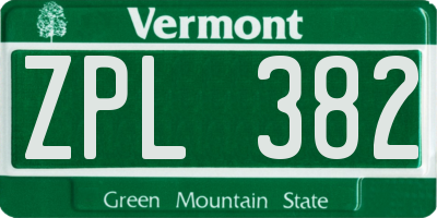 VT license plate ZPL382