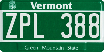 VT license plate ZPL388