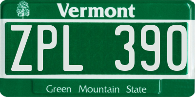 VT license plate ZPL390