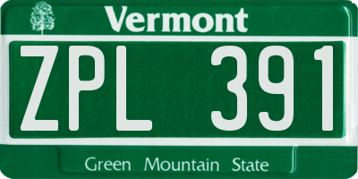 VT license plate ZPL391