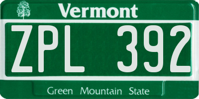 VT license plate ZPL392