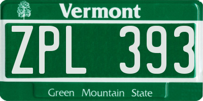 VT license plate ZPL393