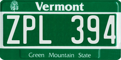 VT license plate ZPL394