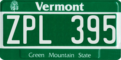 VT license plate ZPL395