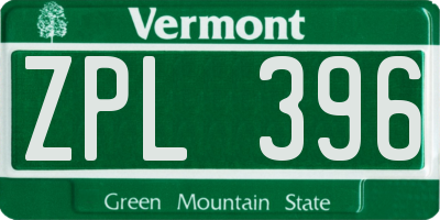 VT license plate ZPL396