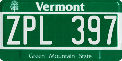 VT license plate ZPL397