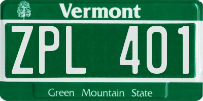 VT license plate ZPL401