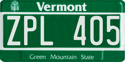 VT license plate ZPL405