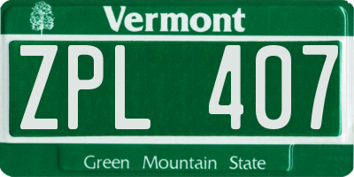VT license plate ZPL407