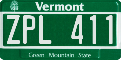 VT license plate ZPL411