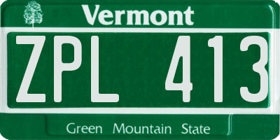 VT license plate ZPL413