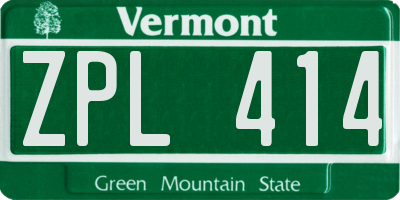 VT license plate ZPL414