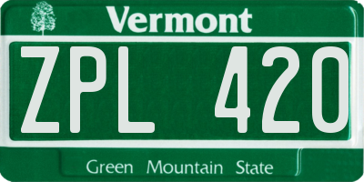 VT license plate ZPL420