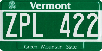 VT license plate ZPL422