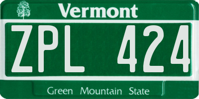 VT license plate ZPL424