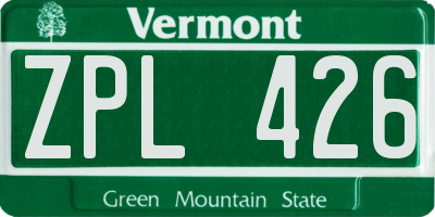 VT license plate ZPL426