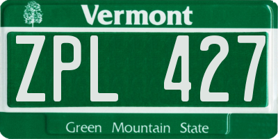 VT license plate ZPL427
