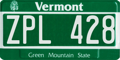 VT license plate ZPL428